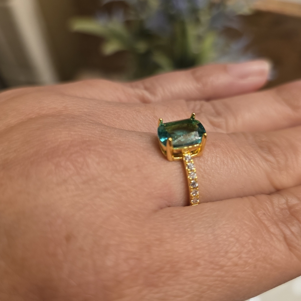 Sea Blue Cubic Zirconia Ring - Picture 5 of 7